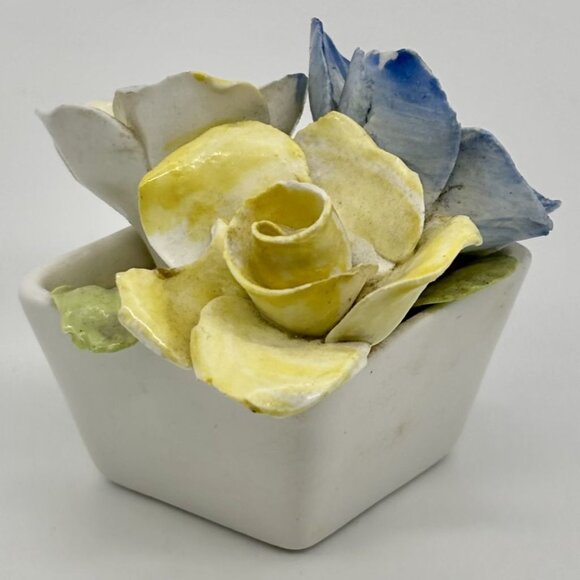 Vintage Sandford Fine Bone China, Small Flower Bouquet, Blue Yellow White Marked - Picture 3 of 7